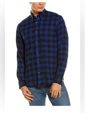 Brooks Brothers Regent Fit Blue and Black Plaid  Button-Down Shirt
